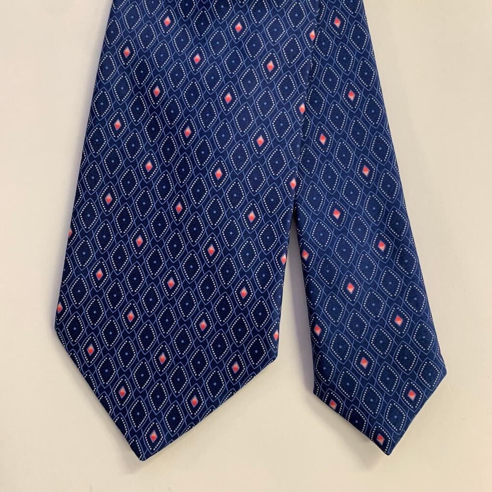 BRIONI Blue White Geometric Silk Tie